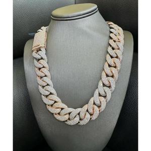 Moissanite Cuban Link <b>Chain</b> 22mm Gold Plated <b>Silver</b> Fire Shine Iced Out Trendy for Men Women - Product Image 1