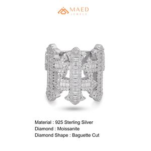 <b>Mens</b> Silver Tone Moissanite Cross <b>Ring</b> Hip Hop Engagement Gift Statement Jewelry <b>for</b> <b>Men</b> Daily Wear - Product Image 6