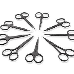 กรรไกรเล็มเคราและหนังกำพร้าสแตนเลสสีดำกรรไกรตัดขนจมูกคิ้วหนวดโค้งมนปลายแหลมสีสเปรย์ - Product Image 6