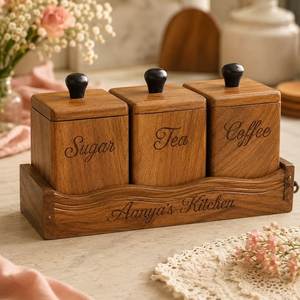 Rustic Wooden Eco-Friendly Storage Container Lid Handmade Wood Canister Tea Coffee <b>Sugar</b> Grain Spice Food Kitchen Organizer - Product Image 5