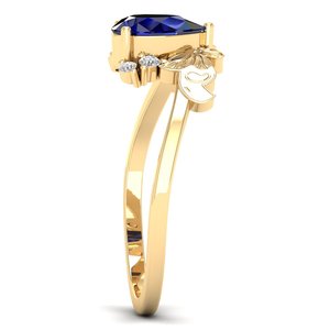 Anillos REYES de Lujo en Plata de Ley 925 con Zafiro Azul Corte Pera de 0.75Ct para Mujer, Joyería Elegante con Moissanita - Product Image 3