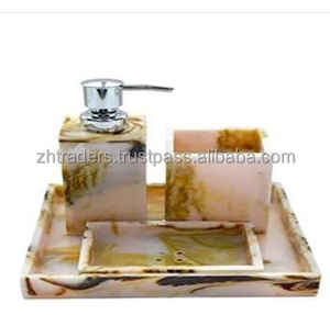 Ensemble de salle de bain en résine écologique de qualité supérieure pour la vanité, décoration d'intérieur, organisateur artistique 4 en 1, personnalisé, peint à la main - Product Image 2