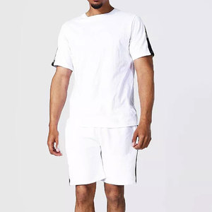 Ensemble T-shirt et short d'été pour hommes, coupe ample, couleur unie, design simple, en coton doux, grande taille – Vente en gros - Product Image 6