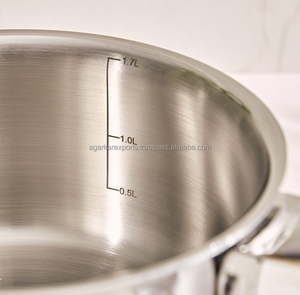 Olla para leche profunda de acero inoxidable triple de 1.7L con mango largo, acabado espejo, apta para inducción, del fabricante - Product Image 4