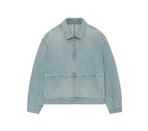 Veste en jean d'extérieur automne hiver vêtements de travail zippés veste de travail en denim en toile personnalisée pour hommes grande taille veste en jean High Street - Product Image 1