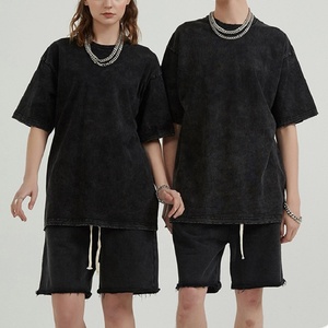 เสื้อยืดแขนสั้นลายเสือดาวผู้ชายทรงหลวมผ้าแคนวาสระบายอากาศได้ดีรักษ์โลกปี 2022 น้ำหนัก 220 กรัม สีดำ สไตล์วินเทจสตรีทแวร์ - Product Image 1