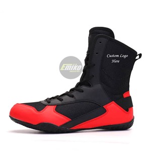 Chaussures de boxe Emiko Industry 2026, dernières versions, noires et rouges, en mesh respirant, à lacets, pour entraînement et compétition, avec logo personnalisé - Product Image 4