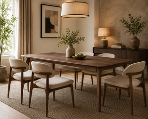 Table à manger en bois de manguier massif de style moderne du milieu du siècle, 6 places, avec pieds en bois, style européen, table en bois de manguier - Product Image 2