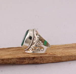Bague classique en argent sterling 925 avec onyx vert naturel serti clos, pour femme, bijoux fins faits à la main, idéale pour mariage et soirée - Product Image 6