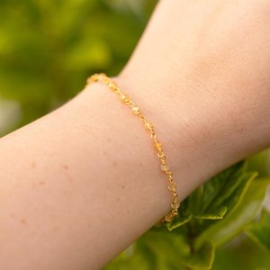 Raw Citrine Beaded <b>Bracelet</b> 925 Sterling Silver 14K Gold Plated Natural <b>Gemstone</b> <b>Bracelet</b> Handmade Jewelry Gift For Women - Product Image 2