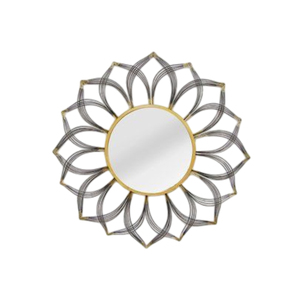 Luxury Gold Sunburst Wall <b>Mirror</b> Handcrafted Floral Metal Petal Round Decorative <b>Mirror</b> For Living Room Hotel & Home Decor - Product Image 1