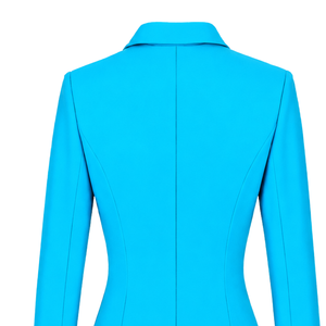 Custom Turquoise Blue <b>Women</b> Double Breasted Blazer Tailored Slim Fit Long Sleeve Formal Business Office Suit <b>Jacket</b> with Chest - Product Image 4
