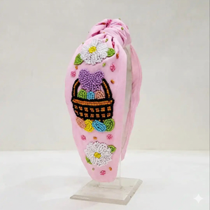 Serre-têtes de luxe faits main avec broderie et perles de verre, pour Pâques, fêtes, événements, cadeaux, accessoires de cheveux tendance et personnalisés - Product Image 3