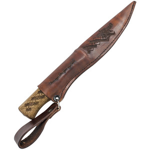 Cuchillo Vikingo Seax de Acero con Alto Contenido de Carbono, Grabado a Mano, con Mango de Cuero, de Grado Industrial, para Campismo, Caza y Actividades al Aire Libre, OEM - Product Image 2