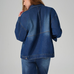 Abrigo vaquero informal de mujer estilo boutique con cierre de un solo botón y acabado de algodón lavado, proveedor mayorista 2026 - Product Image 2