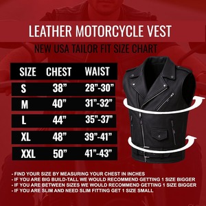 <b>Men's</b> Black Genuine <b>Leather</b> Casual Lace Moto <b>Vest</b> V-neck Zipper Closure Plus Size Regular Fit Solid Color Outerwear - Product Image 6