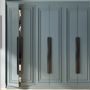 Poignée longue de placard en aluminium, profil cannelé en forme d'hirondelle, finition PVD Or, Or Rose, Noir Soie, pour porte de placard, quincaillerie moderne - Product Image 1