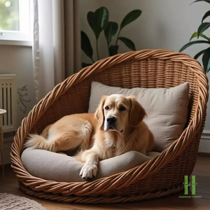 NUEVO DISEÑO Cama para Gatos de Ratán Natural, Muebles Ecológicos Hechos a Mano, Cueva Acogedora para Gatos para Uso en Interiores - Product Image 3