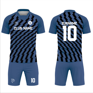Camiseta de Fútbol Azul para Hombre con Estampado Geométrico Negro Número 10, Sublimada, de Secado Rápido, Manga Corta, Conjunto Deportivo, Precio Bajo - Product Image 6