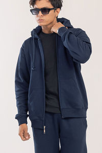 Nueva Llegada, Sudadera con Capucha y Cremallera de Primera Calidad, 100% Algodón, para Hombre, Azul Marino, Cómoda, Relajada, Casual, Resistente al Viento - Product Image 2