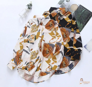 Nouvelle chemise décontractée élégante pour femme à manches longues, unie avec logo imprimé par transfert thermique sur le devant - Product Image 2