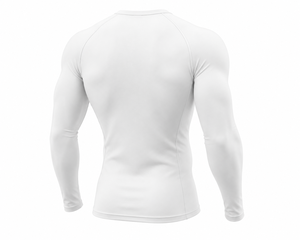 <b>Men</b> White Long Sleeve <b>Compression</b> <b>Shirt</b> Quick Dry Fitness Training Top Moisture Wicking Gym Workout Running Athletic Sportswear - Product Image 3