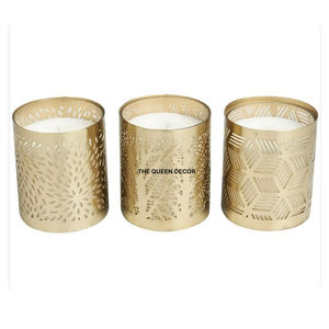 Velas Aromáticas Decorativas Vintage Hechas a Mano en Recipientes Metálicos Grabados, Frascos de Velas de Lujo para Decoración del Hogar, Mesa o Bodas - Product Image 1