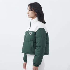 Fashion Two Tone Women Puffer <b>Jacket</b> <b>Short</b> Length Quilted Winter <b>Jacket</b> Full Zip Streetwear Style Outerwear - Product Image 3