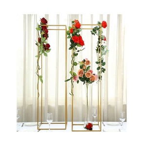 <b>Wedding</b> Props Wrought Iron Gold Frame Backdrop Handmade Square <b>Wedding</b> Artificial Flower Backdrop in Bulk - Product Image 5