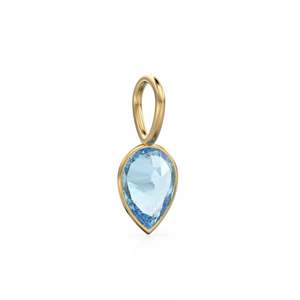Pendentif Breloque Santa Maria Aquamarine en Or Jaune Massif 14 carats avec Sertissage Bezel / Pierre de Naissance de Mars / Pierre Précieuse Bleue de 7mm / Forme Poire - Product Image 5