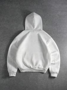 Unisex <b>White</b> Oversized Embroidered Breathable Winter Pullover <b>Hoodie</b> Cotton Fleece Blank Casual Streetwear - Product Image 3
