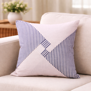 Funda de Cojín Moderna Cuadrada Tejida con Rayas Azules de Lino para Sofá, Decoración del Hogar para Sala de Estar - Product Image 1