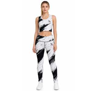 Women's <b>Yoga</b> Leggings Set Sleeveless Sports Bra & Cartoon Printed High-Waist Full-Length Stretch Polyester Workout <b>Pants</b> - Product Image 2