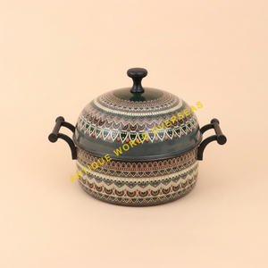 Olla de Acero Inoxidable de Lujo con Aislamiento Térmico y Patrón Geométrico, Antiadherente, de 28 cm, Duradera, con Tapa, para Mantener la Comida Caliente - Product Image 3