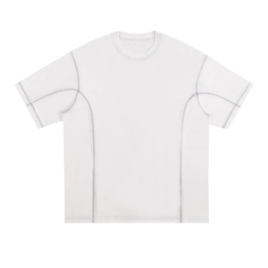 Boxy Fit Men's 100% Organic Cotton T-shirt 280gsm <b>Drop</b> Shoulder Oversized Contrast Stitch Knitted Custom Logo Embroidered Print - Product Image 1