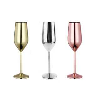Copa de Vino Premium de Acero Inoxidable Metálico, Dorada, Plateada, Oro Rosa, Desechable, Irrompible, para Brindis y Cócteles - Product Image 1