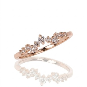 Custom 10K 14K 18K Gold <b>Ring</b> Eternity Real Lab Grown Diamond Wedding <b>Rings</b> Curved Diamond Wedding Band Tiara Crown <b>Stacking</b> <b>Ring</b> - Product Image 4