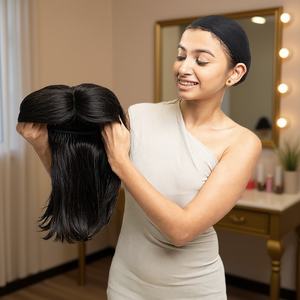 <b>Long</b> Layered Human Hair <b>Wig</b>-Natural Black - Product Image 3
