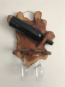 Porte-bouteilles en bois précieux pour table à manger, présentoir à bouteilles de vin, support en bois naturel fait à la main pour la décoration de cuisine - Product Image 5