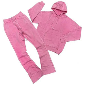 Survêtement décontracté pour homme, couleur unie, écologique, respirant, 400g, manches longues, polyester/coton, sweat à capuche et pantalon à cordon de serrage - Product Image 3