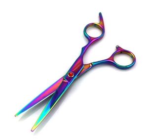 Juego de Tijeras Profesionales de Peluquería de 17.5 cm para Cortar y Entresacar Cabello, Multicolor Arcoíris, Acero Inoxidable Afilado, para Diestros - Product Image 3
