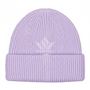 Lavender Ribbed <b>Knit</b> <b>Beanie</b> Unisex Adult Casual Winter Hat 56-58CM Solid Color Acrylic Cuffed Style - Product Image 1