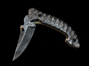 Couteau pliant artisanal en acier inoxydable personnalisé PERKIN STEEL INDUSTRIES avec manche en acier et étui en acier, OEM, vente en gros à bas prix, couteau de camping - Product Image 2