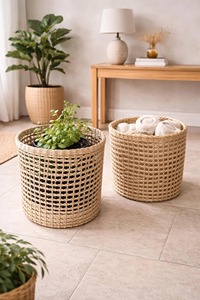 Basic Rattan Flower <b>Pot</b> <b>Holder</b> Suitable For Indoor Outdoor Balcony And Garden Plant Decoration Purpose Wholesale From India - Product Image 3