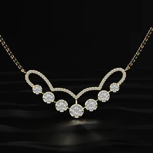 Nouvel Arrivage Collier de Mariée Mangalsutra à Sept Diamants en Grappe, Or 10/14/18 carats, Diamants de Laboratoire Taille Brillant pour Femme, IGI - Product Image 1