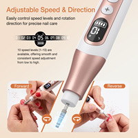 Perceuse à ongles électrique professionnelle 45000 tr/min avec lampe UV intégrée, lime électrique rechargeable 2-en-1 pour ongles en acrylique et gel