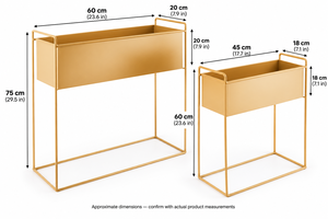 Juego de Macetas Rectangulares de Metal Dorado de Lujo con Soporte Geométrico Alto, Macetas Elevadas Modernas para Jardín y Hogar Contemporáneo - Product Image 3