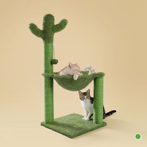 Arbre à chat d'intérieur en forme de cactus avec hamac, mobilier pour animaux de compagnie pour chats - Product Image 5