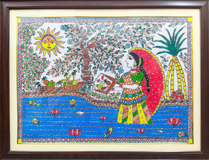 Pintura Madhubani de Metal 3D de Lujo, Hecha a Mano, Arte Folclórico del Patrimonio de Bihar - Product Image 3