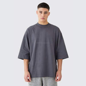 T-shirt uni pour homme de qualité supérieure, 100% coton, OEM, votre marque, épaules tombantes, impression 3D en mousse personnalisée, unisexe, manches courtes - Product Image 1